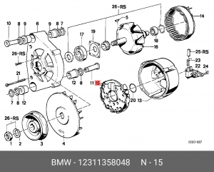 Ремкомплект, генератор 12 31 1 358 048 BMW