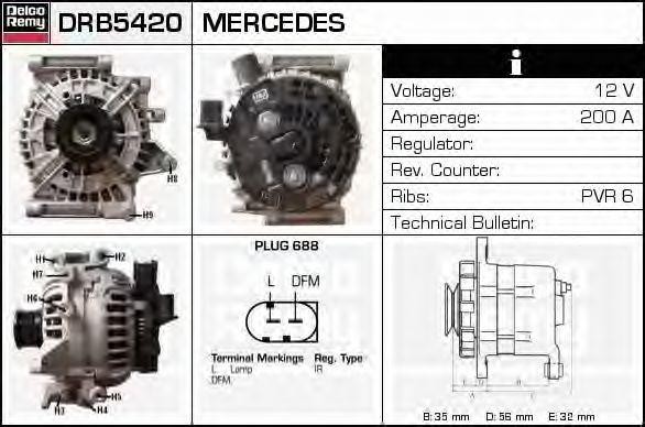 Генератор DRB5420 DELCO REMY