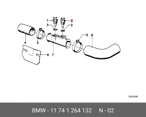 Клапан, управление рециркуляция ОГ 11 74 1 264 132 BMW