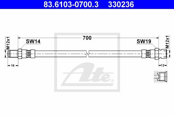 Тормозной шланг 83.6103-0700.3 ATE