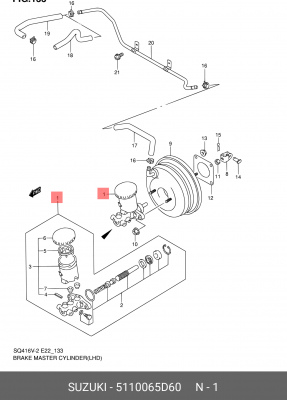 Главный тормозной цилиндр 51100-65D60 SUZUKI
