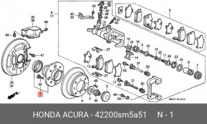 Комплект подшипника ступицы колеса 42200SM5A51 HONDA