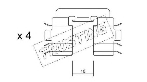 Комплектующие, колодки дискового тормоза KIT050 TRUSTING