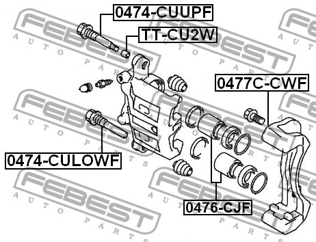 Втулка направляющая тормозного суппорта TT-CU2W FEBEST