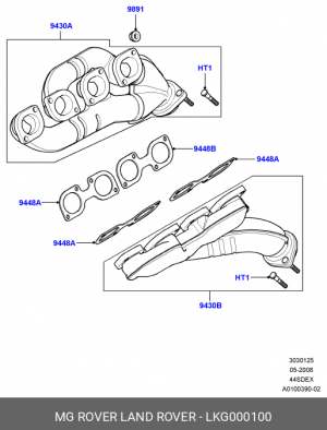 Прокладка, выпускной коллектор LKG000100 LAND ROVER