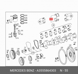Вкладыши шатунные A 355 586 43 03 MERCEDES BENZ
