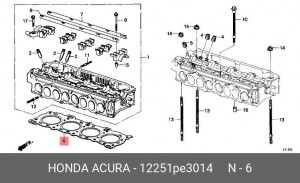 Прокладка, головка цилиндра 12251PE3014 HONDA