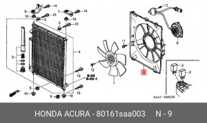 Вентилятор, конденсатор кондиционера 80161SAA003 HONDA