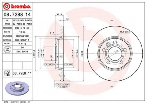 Тормозной диск 08.7288.14 BREMBO