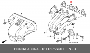 Прокладка, выпускной коллектор 18115P5SG01 HONDA