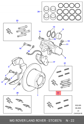 Комплектующие, колодки дискового тормоза STC8576 LAND ROVER