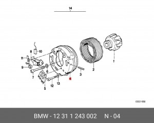 Подшипник контактного кольца, генератор 12 31 1 243 002 BMW