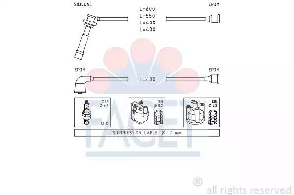Ккомплект проводов зажигания 4.7028 FACET