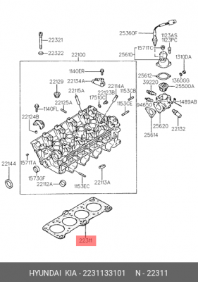 Прокладка, головка цилиндра 2231133101 HYUNDAI KIA