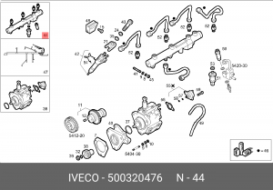 Распределительный трубопровод, топливо 500320476 IVECO
