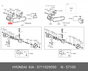 Гидравлический насос, рулевое управление 5711029050 HYUNDAI KIA