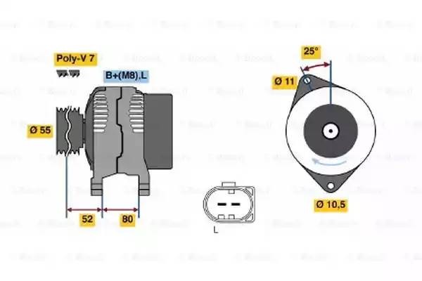 Генератор 0 124 525 130 BOSCH