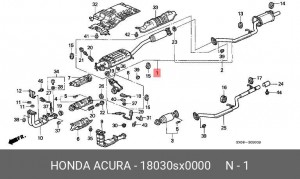 Средний глушитель выхлопных газов 18030SX0000 HONDA