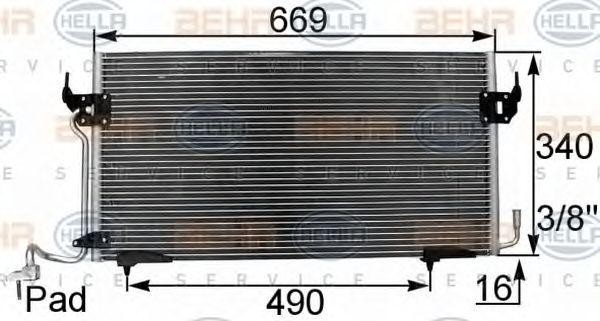 Конденсатор, кондиционер 8FC351037151 HELLA
