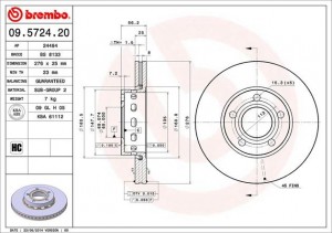 Тормозной диск 09.5724.20 BREMBO