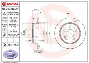 Тормозной диск 08.4738.24 BREMBO