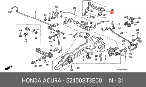 Рычаг независимой подвески колеса, подвеска колеса 52400ST3E00 HONDA