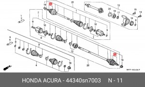 Шарнирный комплект, приводной вал 44340SN7003 HONDA
