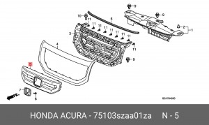Молдинг решетки радиатора 75103SZAA01ZA HONDA