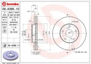 Тормозной диск 09A38610 BREMBO