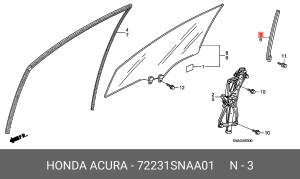 Направляющая стекла двери 72231SNAA01 HONDA