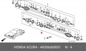 Шарнирный комплект, приводной вал 44306SB0651 HONDA