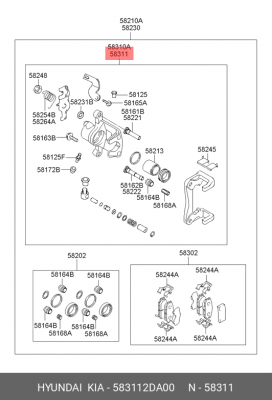 Тормозной суппорт 583112DA00 HYUNDAI KIA