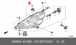 Фара головного света 33150TF0G01 HONDA