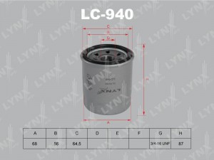 Фильтр масляный двигателя LC-940 LYNXAUTO