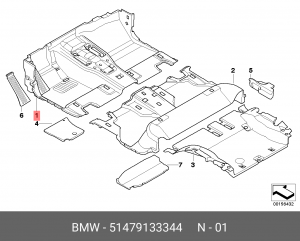 Обшивка пола кузова 51 47 9 133 344 BMW
