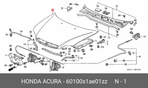 Капот двигателя 60100S1AE01ZZ HONDA