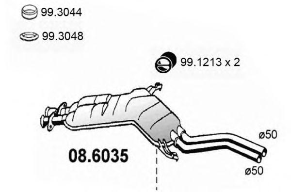 Средний глушитель выхлопных газов 086035 ASSO