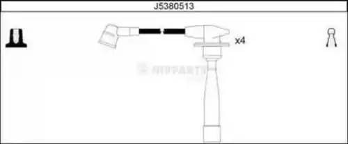 Ккомплект проводов зажигания J5380513 H B JAKOPARTS NIPPARTS