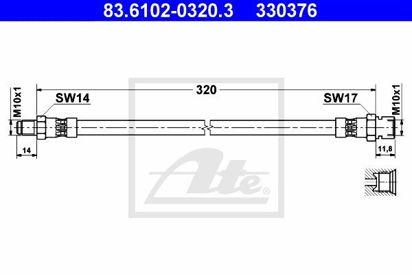 Тормозной шланг 83.6102-0320.3 ATE