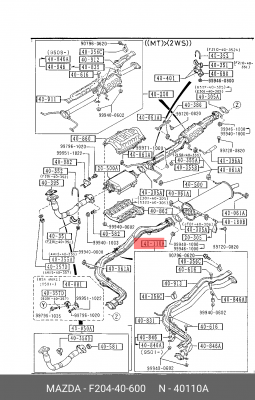 Выпускной трубопровод F204-40-600 MAZDA