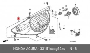 Фара головного света 33151SAAG62ZU HONDA