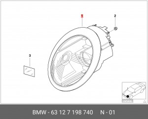 Основная фара 63 12 7 198 740 BMW