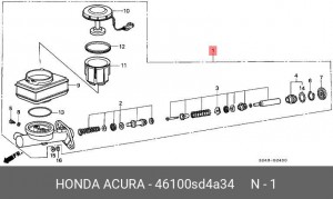 Главный тормозной цилиндр 46100SD4A34 HONDA