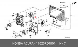 Крыльчатка электромотора радиатора охлаждения ДВС 19020R60U01 HONDA
