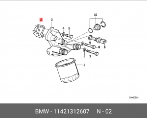 Прокладка, маслянный фильтр 11421312607 BMW