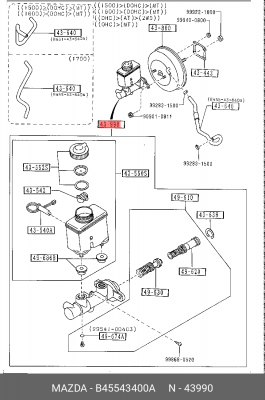 Главный тормозной цилиндр B45543400A MAZDA