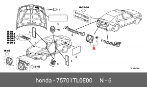 Эмблема 75701TL0E00 HONDA