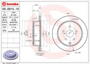 Тормозной диск 09.6915.10 BREMBO