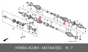 Комплект пылника, приводной вал 44315-SK7-J03 HONDA