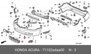 Решетка бампера 71102SDAA00 HONDA